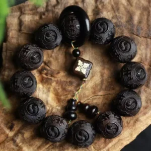 Tai Chi Bracelet of Transformation – Ebony Wood Charm