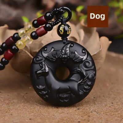 Obsidian Zodiac Guardian Jade Pendant Necklace