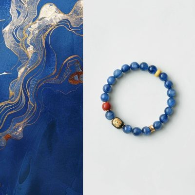 Blue Kyanite Agarwood Feng Shui Bracelet - Luck & Calm