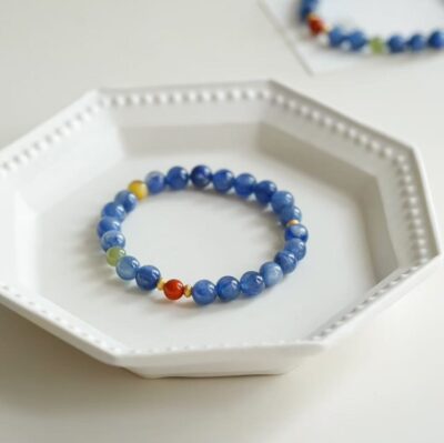Natural Kyanite and Moonstone Beaded Bracelet – Self-Acceptance & Inner Peace