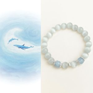 Aquamarine Cat's Eye Crystal Bracelet — Flow with Fortune