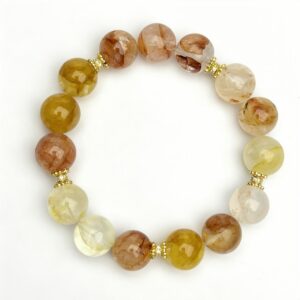 Multi-Color Inclusion Quartz Bracelet â Natural Flower Quartz Crystal Jewelry for Energy, Balance & Positive Vibes