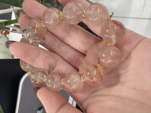 Natural Yellow Flower Quartz Bracelet with White Inclusion Quartz & Gold-Tone Copper Accents â Handmade Crystal Jewelry photo review