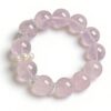 âNatural Rose Quartz Bracelet with Pearl Accent â 16mm Pink Crystal Beads, Handmade Healing Crystal Jewelry for Love & Balanceâ