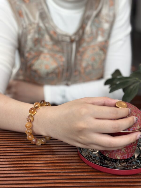 Wood Element Prosperity Bracelet – Citrine & Golden Flower Crystal