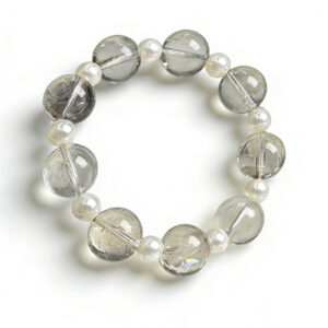 Smoky Quartz Healing Bracelet with Pearl Accents â Crystal Protection, Energy Cleansing & Grounding Jewelry