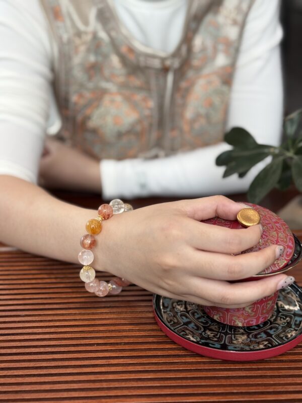 Multi-Color Inclusion Quartz Bracelet — Natural Flower Quartz Crystal Jewelry for Energy, Balance & Positive Vibes