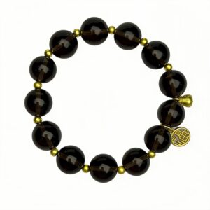 Deep Smoky Quartz Bracelet with Gold Accents â Grounding Stone for Calm, Strength & Clarity