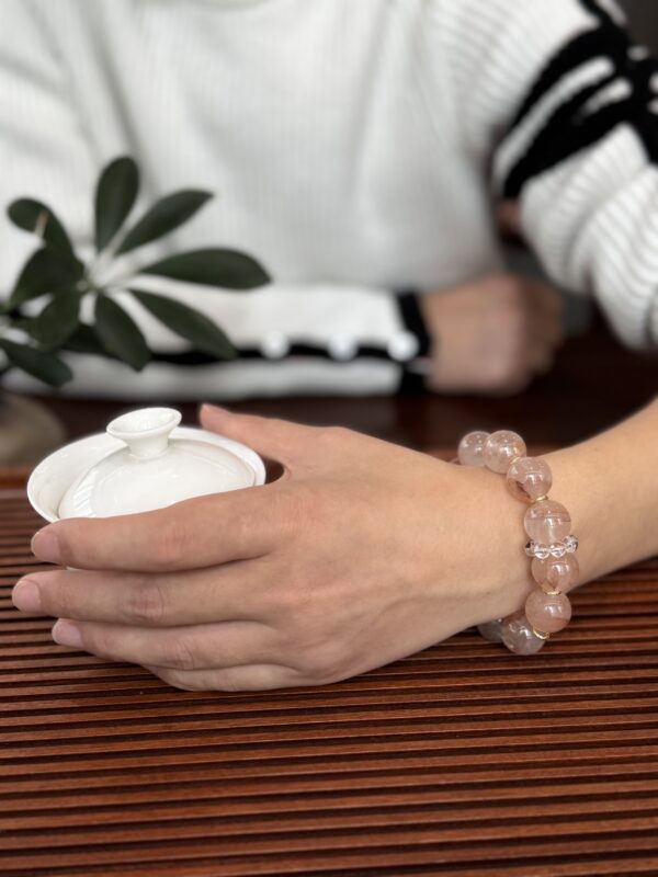 Natural Yellow Flower Quartz Bracelet with White Inclusion Quartz & Gold-Tone Copper Accents – Handmade Crystal Jewelry