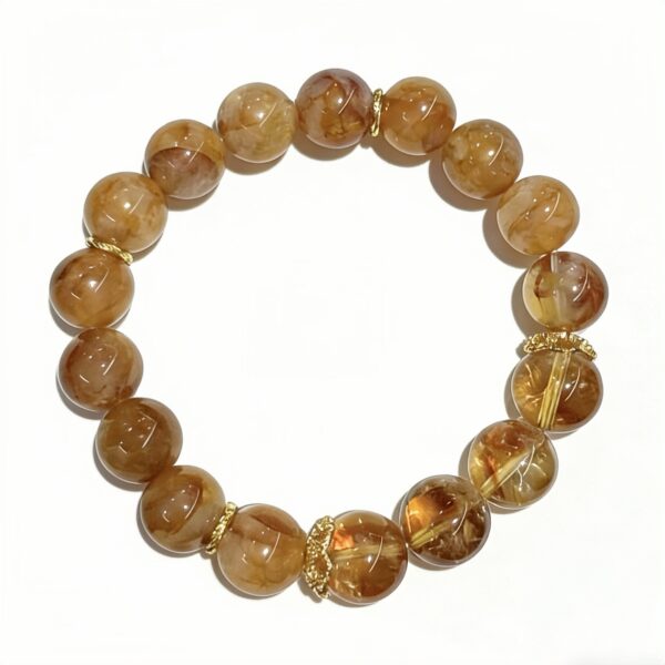 Wood Element Prosperity Bracelet â Citrine & Golden Flower Crystal