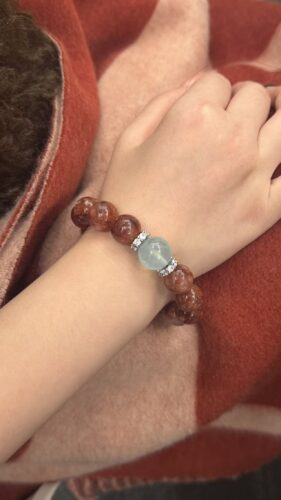 Fire Quartz Energy Bracelet with Aquamarine Crystal — Vitality, Clarity & Emotional Balance Jewelry photo review
