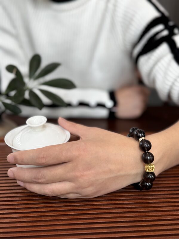 Smoky Quartz With Clear Quartz Accent — Natural Protection, Stress Relief & Crystal Healing Bracelet