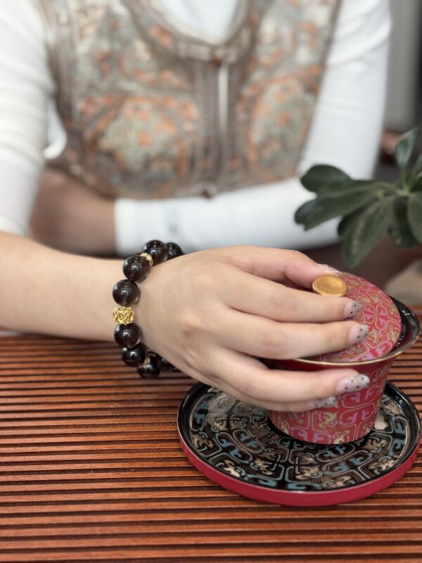 Smoky Quartz With Clear Quartz Accent — Natural Protection, Stress Relief & Crystal Healing Bracelet