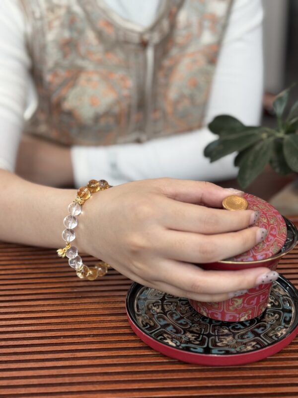 Citrine & Clear Quartz Bracelet – Metal Element Energy for Wealth & Clarity