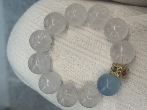 Clear Quartz Healing Bracelet with Aquamarine Accent â Purification, Emotional Balance & Soothing Energy Jewelry photo review