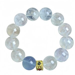 Clear Quartz Healing Bracelet with Aquamarine Accent â Purification, Emotional Balance & Soothing Energy Jewelry
