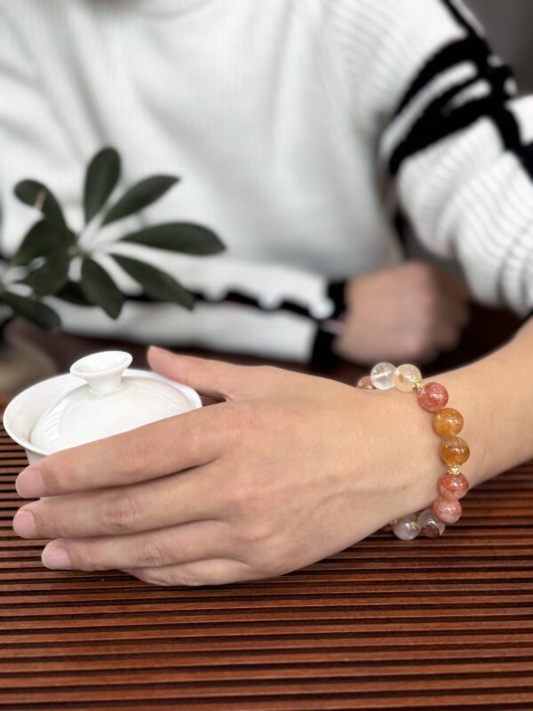 Multi-Color Inclusion Quartz Bracelet — Natural Flower Quartz Crystal Jewelry for Energy, Balance & Positive Vibes