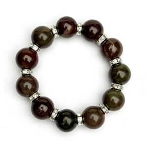 Handcrafted Multi-Tone Xiuyu Jade Bracelet â Healing Crystal Jewelry with Silver Accents for Luck & Well-Being