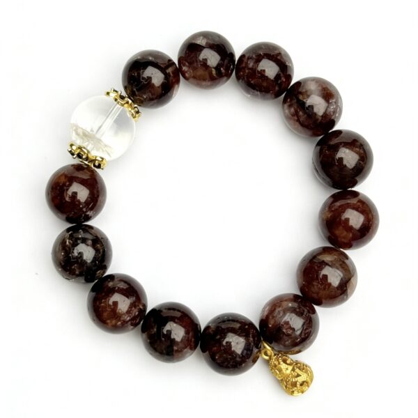 Fire Quartz Crystal Bracelet with Clear Quartz and Gold-Tone Accents â Natural Healing Stone Bracelet for Energy, Balance & Protection