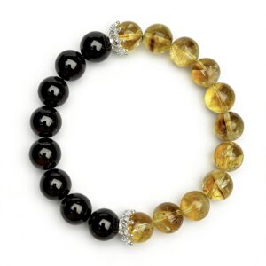Garnet & Golden Rutilated Quartz Bracelet â Natural Energy Stone Jewelry for Strength, Wealth & Protection