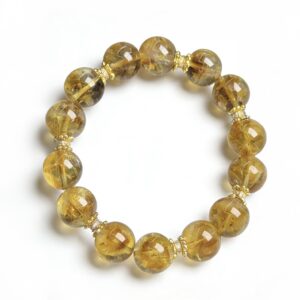 Natural Yellow Citrine Beaded Bracelet with Gold-Plated Copper Accents â Handmade Crystal Jewelry