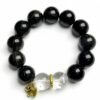 Silver Obsidian & Clear Quartz Crystal Bracelet â Grounding Protection Stone Jewelry for Men & Women