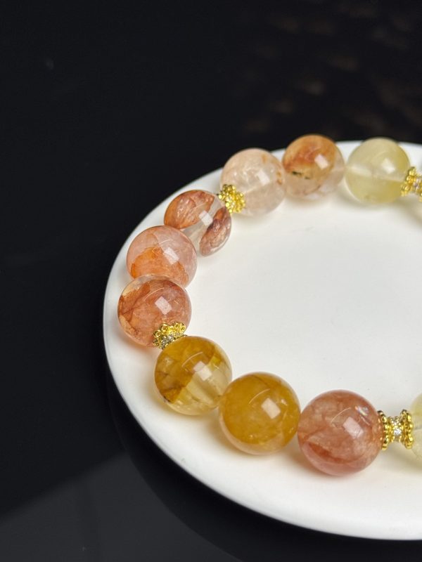 Multi-Color Inclusion Quartz Bracelet â Natural Flower Quartz Crystal Jewelry for Energy, Balance & Positive Vibes