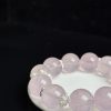 âNatural Rose Quartz Bracelet with Pearl Accent â 16mm Pink Crystal Beads, Handmade Healing Crystal Jewelry for Love & Balanceâ