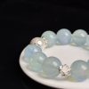 Aquamarine Crystal Bracelet with Pearl Accents & Silver Sparkle Spacers â Natural Blue Crystal Healing Jewelry