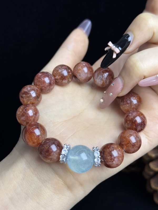 Fire Quartz Energy Bracelet with Aquamarine Crystal â Vitality, Clarity & Emotional Balance Jewelry