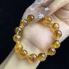Natural Yellow Citrine Beaded Bracelet with Gold-Plated Copper Accents â Handmade Crystal Jewelry
