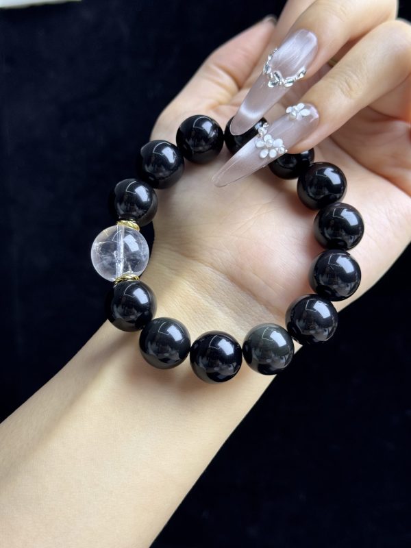 White Quartz & Rainbow Obsidian Energy Bracelet â Clarity, Protection & Balance | Natural Crystal Healing Jewelry