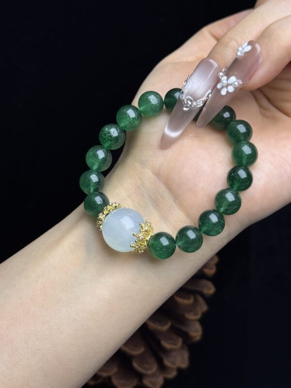 webwxgetmsgimg (2) Green Strawberry Quartz & Aquamarine Bracelet – Wood Element Energy for Balance & Growth