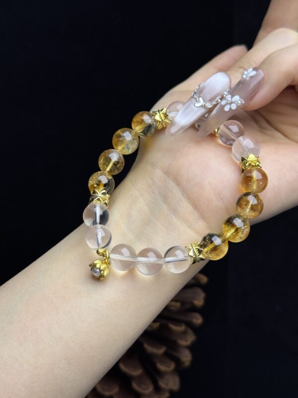 Citrine & Clear Quartz Bracelet – Metal Element Energy for Wealth & Clarity