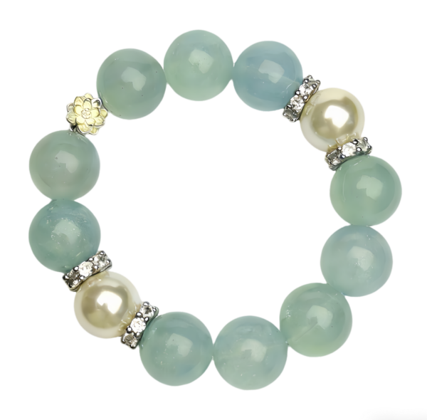 微信图片_20251231135531_115_11 Aquamarine Crystal Bracelet with Pearl Accents & Silver Sparkle Spacers — Natural Blue Crystal Healing Jewelry
