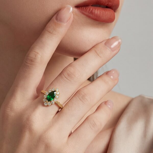 Gold Open Ring with Colored Zircon & Sparkling Accents