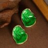 Emerald Glow Irregular Resin Stud Earrings – Green Alloy Fashion Jewelry