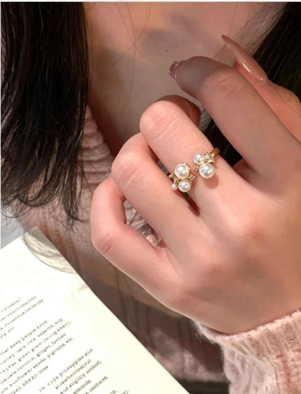 Pearl Blossom Adjustable Open Ring
