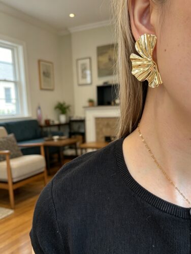 Golden Petal Statement Earrings photo review