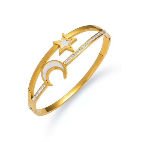 Stainless Steel Charm Bracelets for Women-Stainless Steel Lucky Charm Bangle