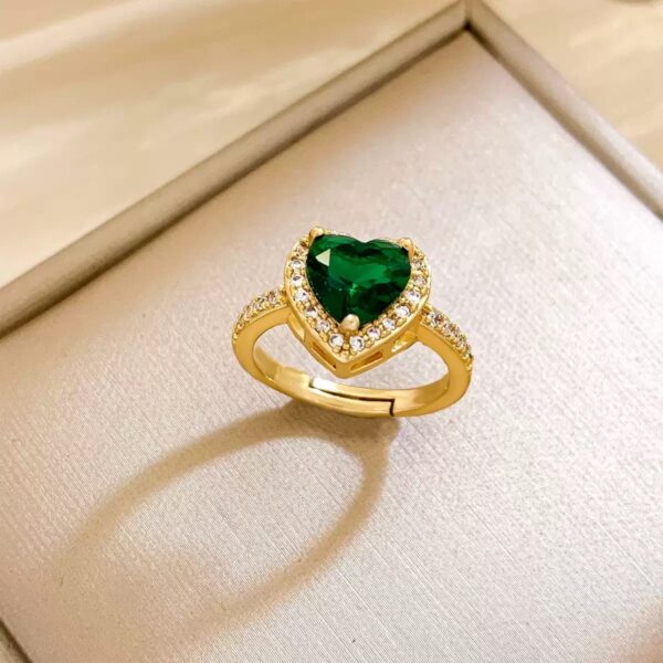 Heart Zircon Adjustable Gold Ring