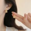Golden Gourd Pearl Earrings