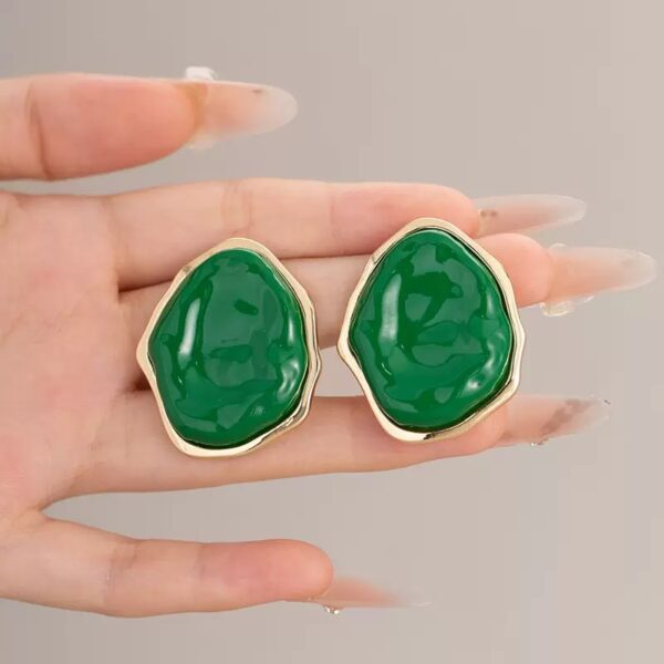 Minimalist Irregular Green Alloy Earrings | Trendy Geometric Design