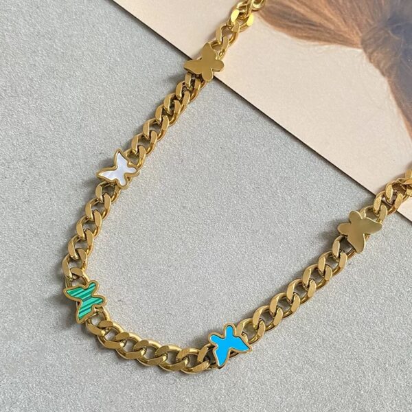 3692cead756177bf88fd3d8425274518 Butterfly Glow Titanium Chain Necklace | Gold Chunky Link Choker