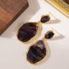 Minimalist Amber Geometric Alloy Earrings | Trendy Irregular Shape