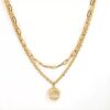 3ce472675ff53e0ffdcc0881e07519f3 Tree of Life Layered Titanium Necklace | Gold Double Chain Pendant