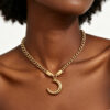 Luna Crescent Titanium Necklace | Gold Moon Pendant Chain