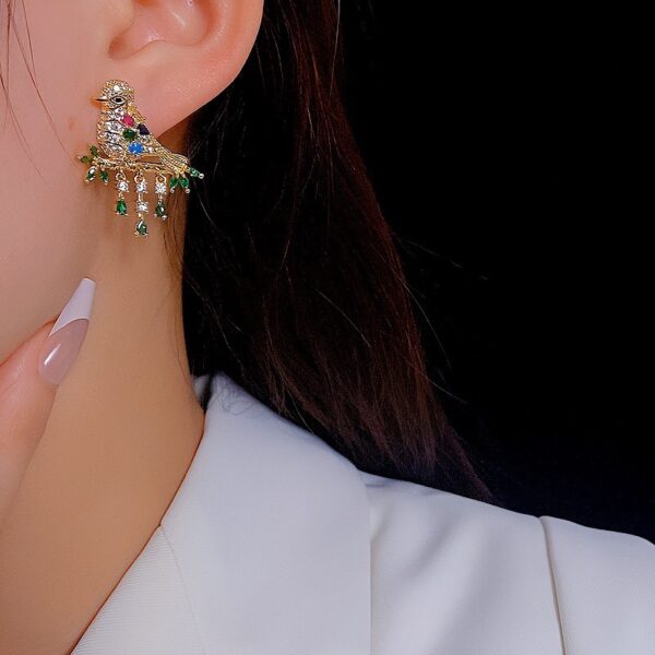 3eaf3a0b49315425b1a50805a5aaf1b9 Golden Crystal Encrusted Bird Earrings