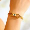 Gold Evil Eye Bracelet for Women – Stainless Steel Lucky Protection Bangle Jewelry