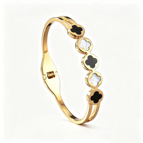 Stainless Steel Charm Bracelets for Women-Stainless Steel Lucky Charm Bangle